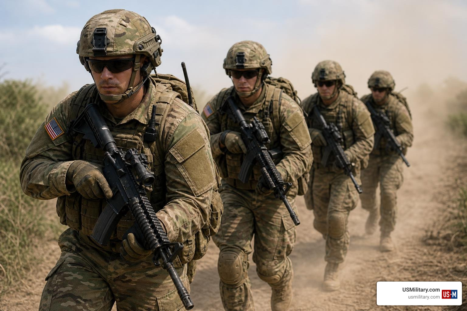 U.S. Army soldiers in combat displaying teamwork and determination U.S. Army soldiers in combat displaying teamwork and determination
