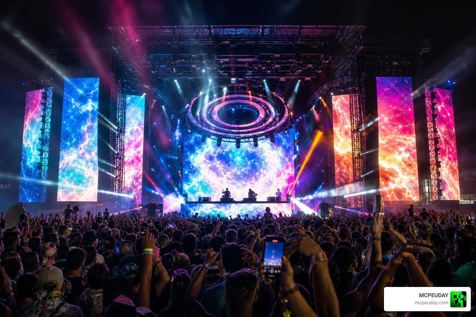 Live concert stage visuals created by Chromatic Visuals