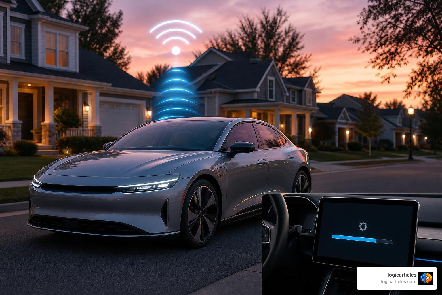 modern connected car receiving a wireless software update