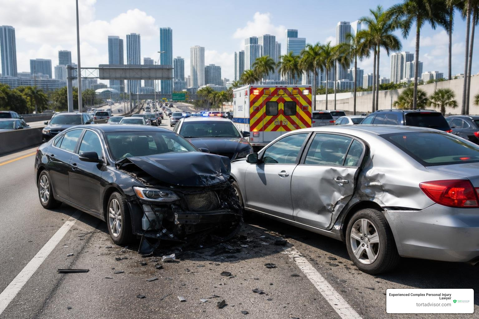 car accident scene on I-95 car accident scene on I-95