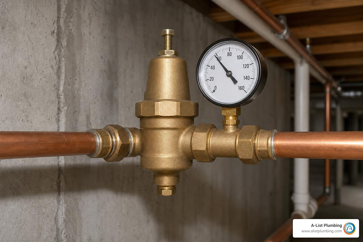 water pressure regulator installed on a pipe