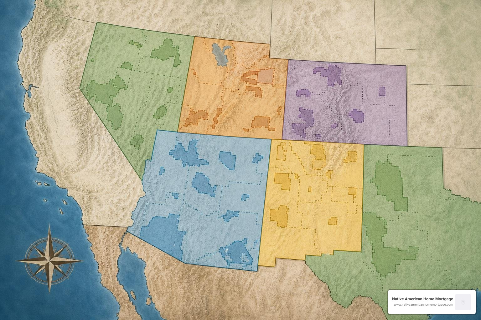 Map of Bureau of Indian Affairs regional jurisdictions in the Southwest Map of Bureau of Indian Affairs regional jurisdictions in the Southwest