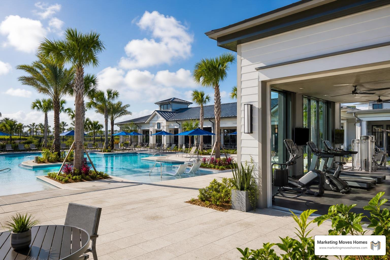 Del Webb Sunbridge Hammock Club resort-style pool and fitness center