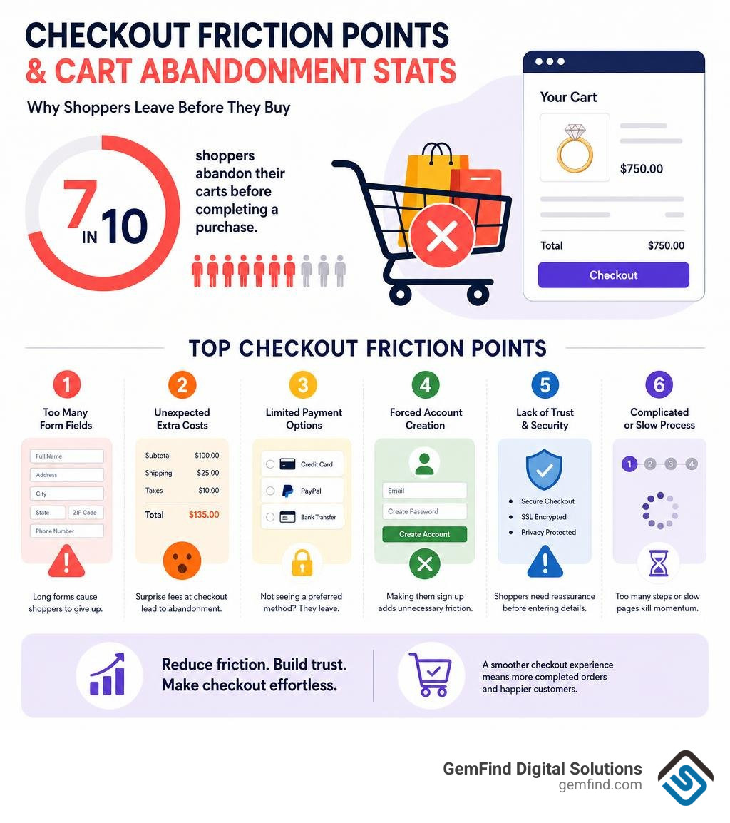 checkout friction points and cart abandonment stats infographic infographic