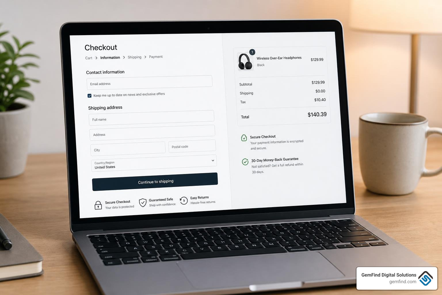 high-converting checkout layout with clean typography and clear order summary