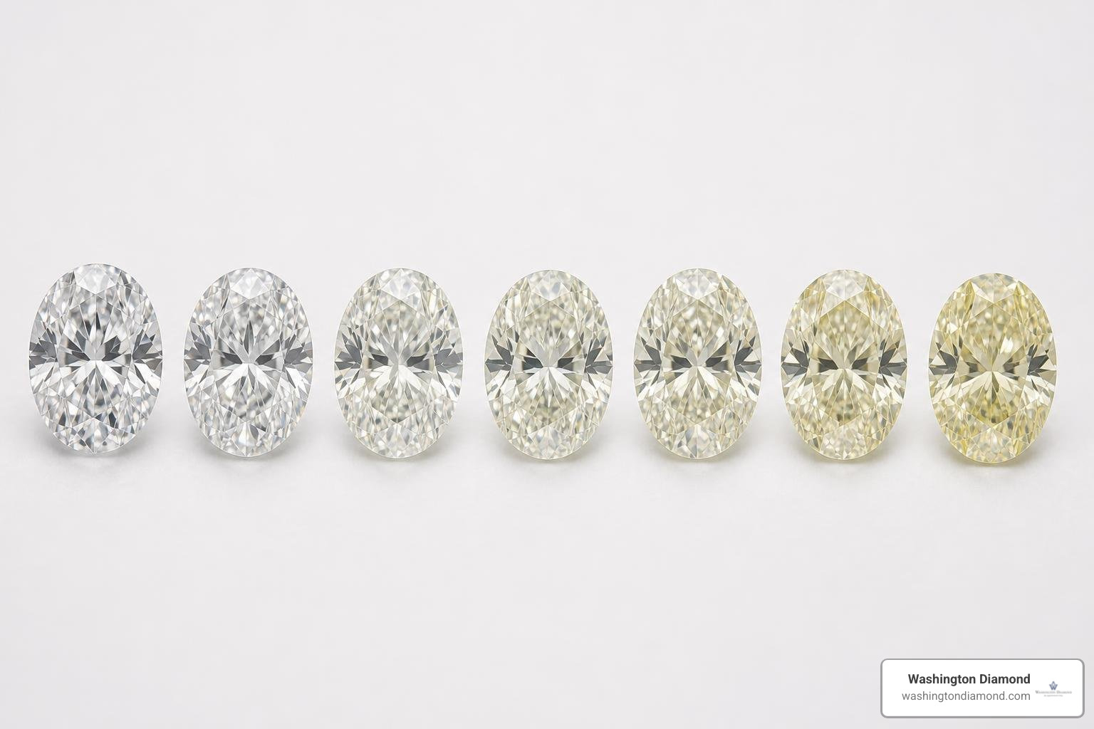 GIA certified loose oval diamonds showing different color grades
