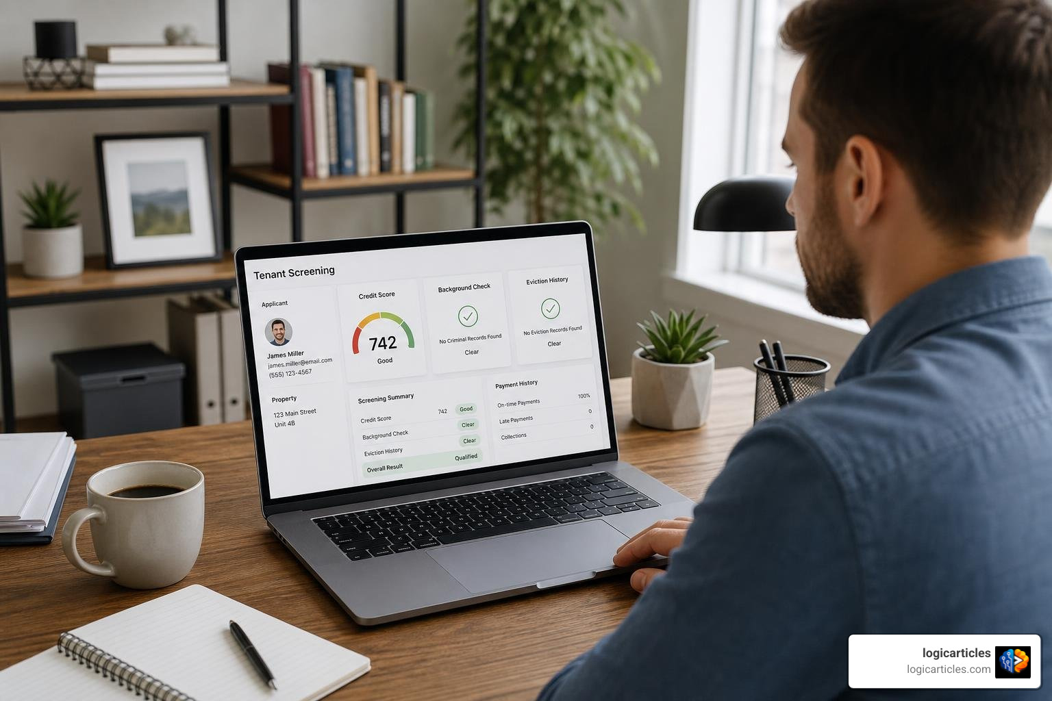 tenant screening dashboard demonstrating credit and background check features