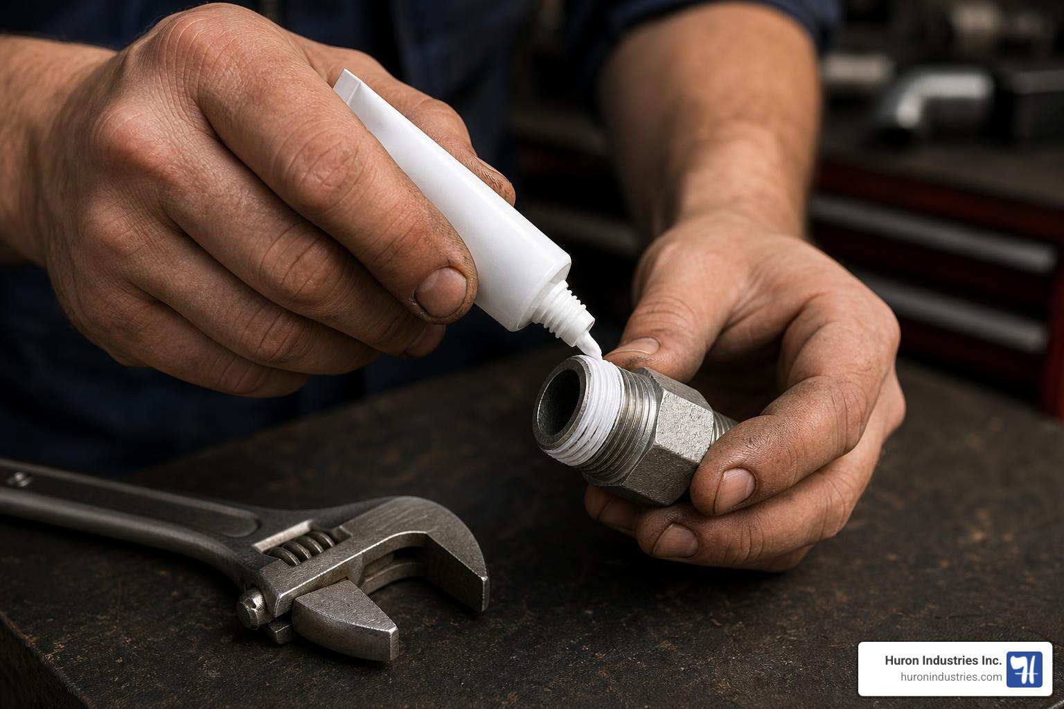 applying formula 8 PTFE paste to thread