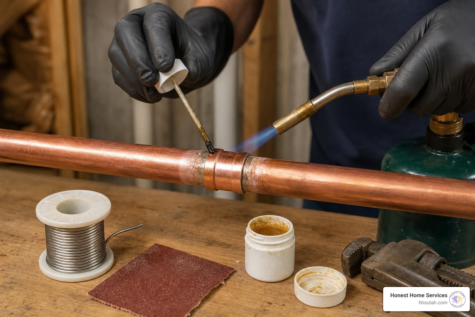 Permanent copper pipe repair using slip coupling and soldering Permanent copper pipe repair using slip coupling and soldering