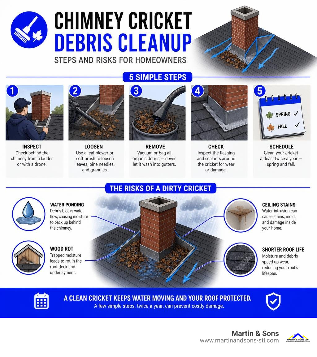 Chimney cricket debris cleanup steps and risks infographic for homeowners infographic Chimney cricket debris cleanup steps and risks infographic for homeowners infographic