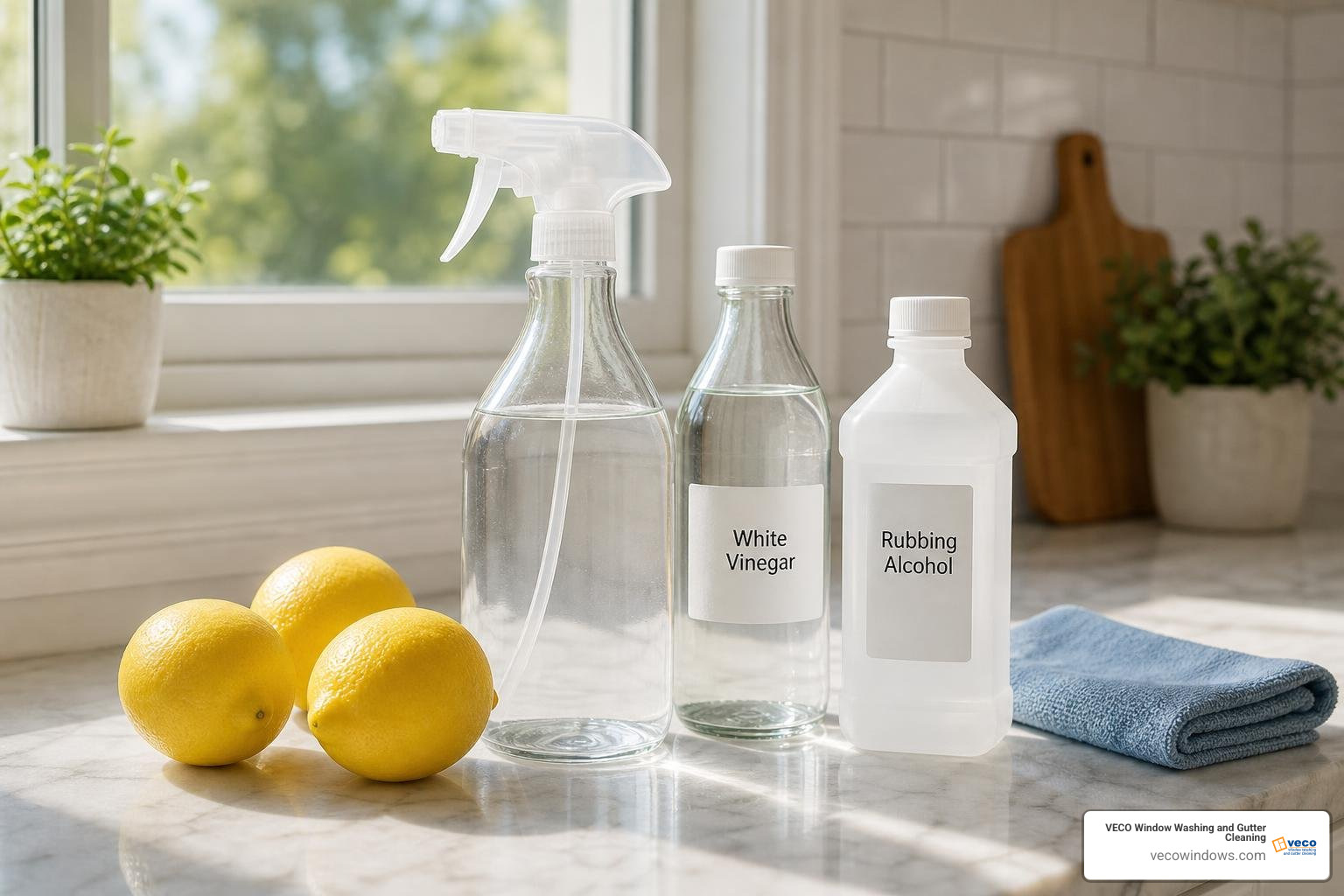DIY cleaning ingredients with vinegar, alcohol, and spray bottles DIY cleaning ingredients with vinegar, alcohol, and spray bottles