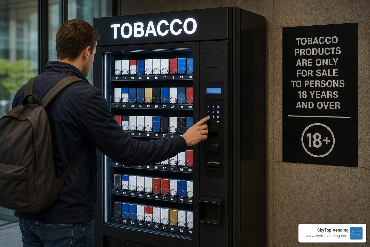 High-capacity modular tobacco dispenser in a commercial venue