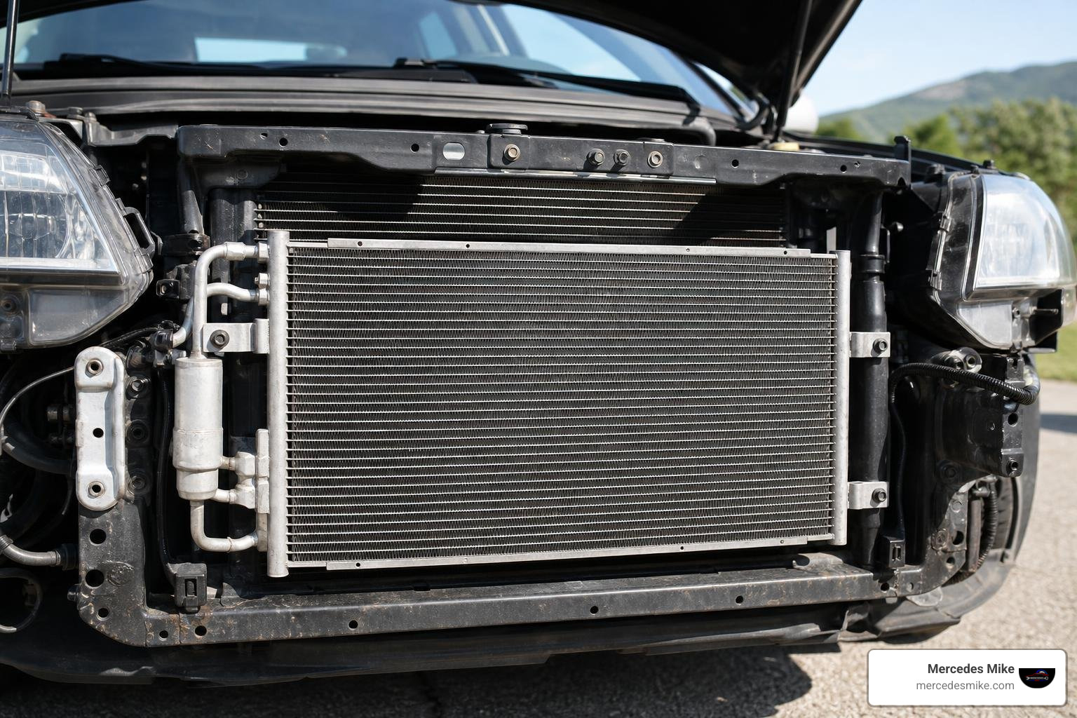 car AC condenser location in front of the radiator car AC condenser location in front of the radiator