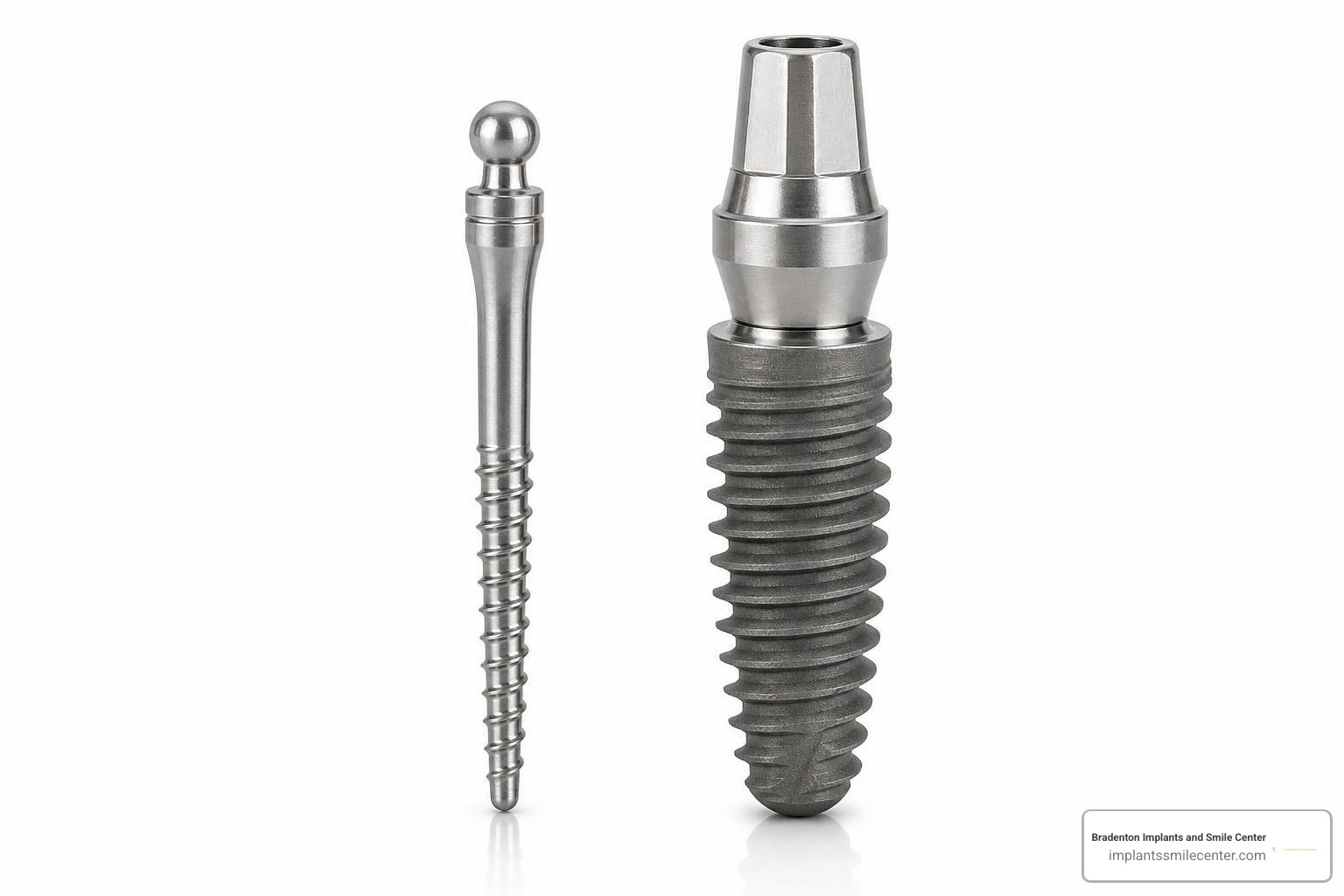 Structure of a mini dental implant versus a traditional dental implant