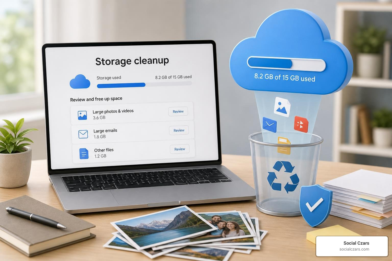 Google One Storage Manager interface showing quick cleanup suggestions Google One Storage Manager interface showing quick cleanup suggestions