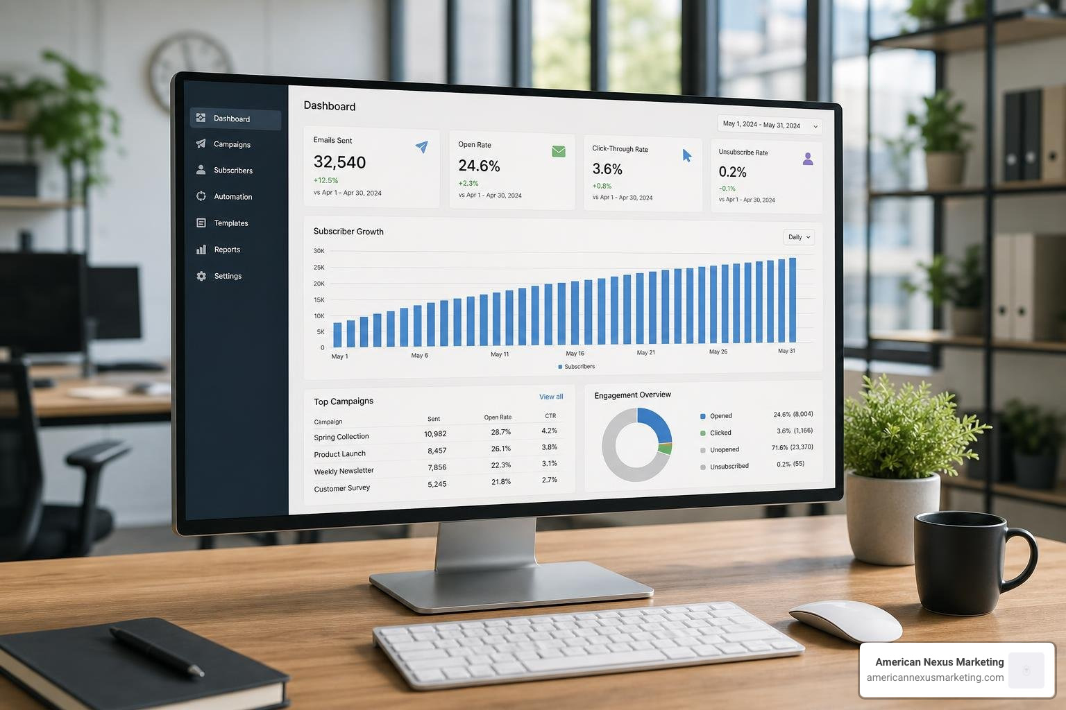 modern email marketing dashboard with real-time campaign metrics modern email marketing dashboard with real-time campaign metrics