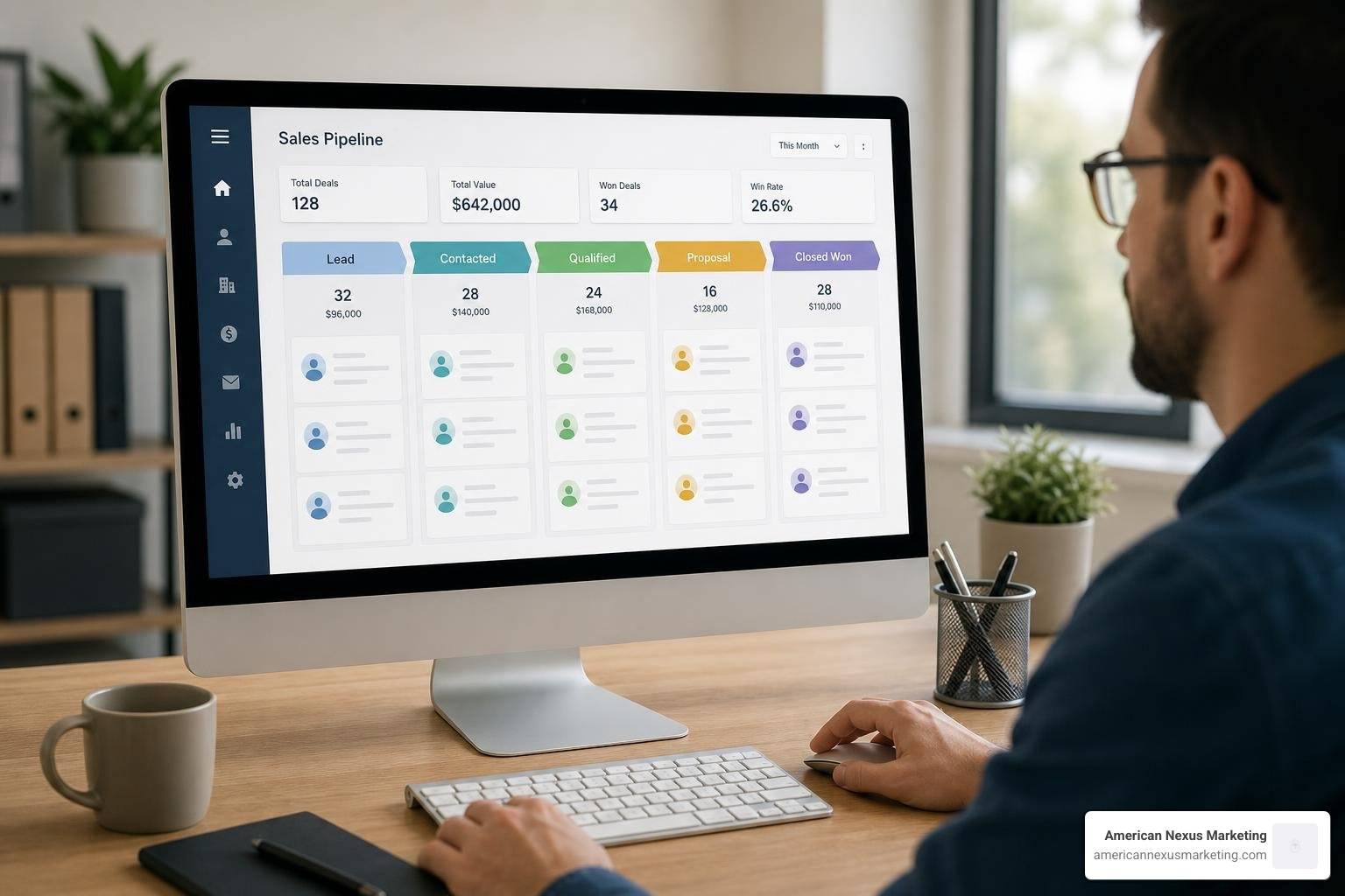 sales pipeline dashboard visualization showing lead stages