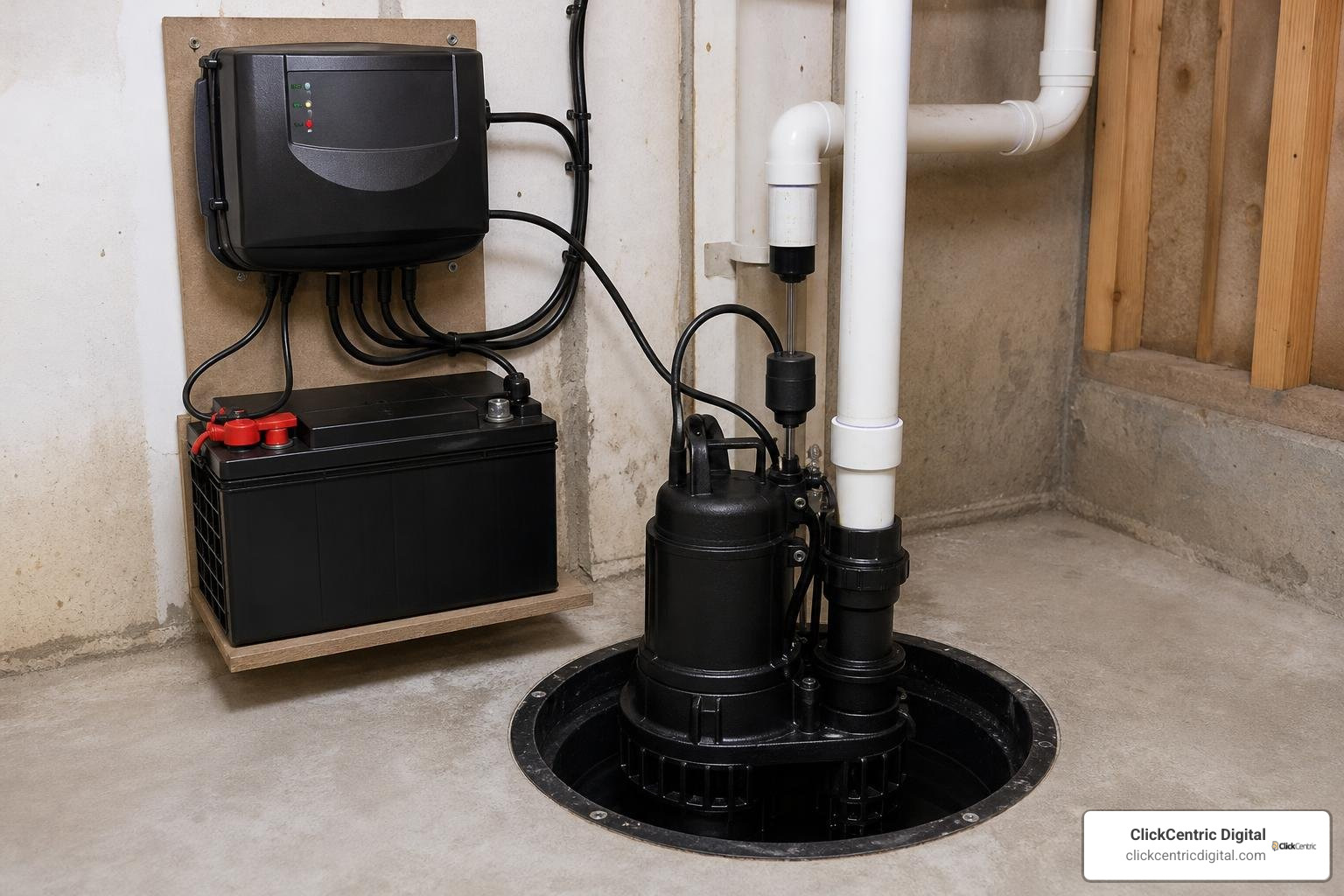 battery backup sump pump system