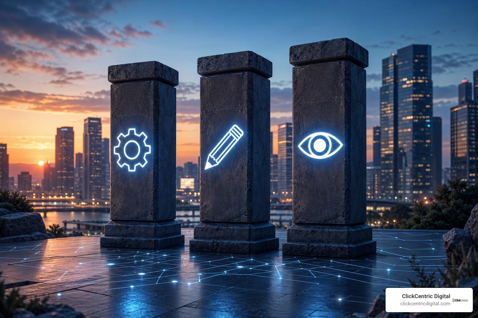 Three pillars of a modern professional SEO audit: Technical, Content, and AI Visibility