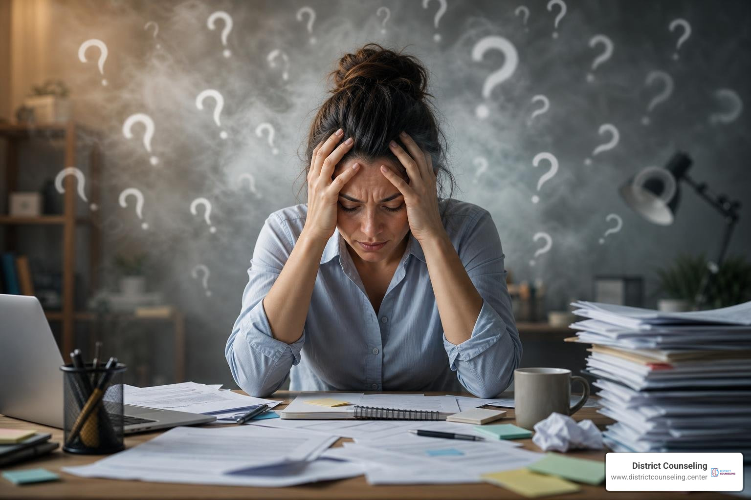 Adult experiencing brain fog and mental exhaustion