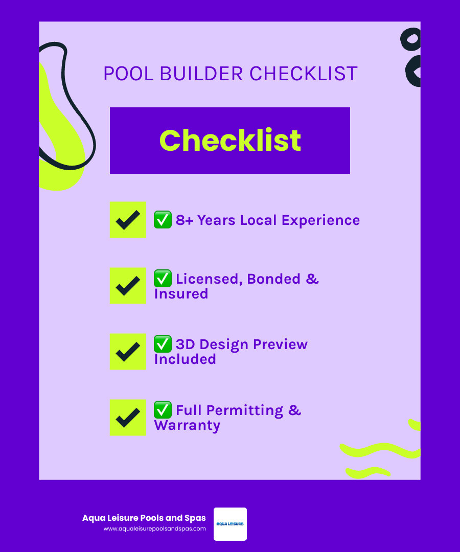Steps to choose a pool building company near you: experience, reviews, licensing, design preview, permits, warranty