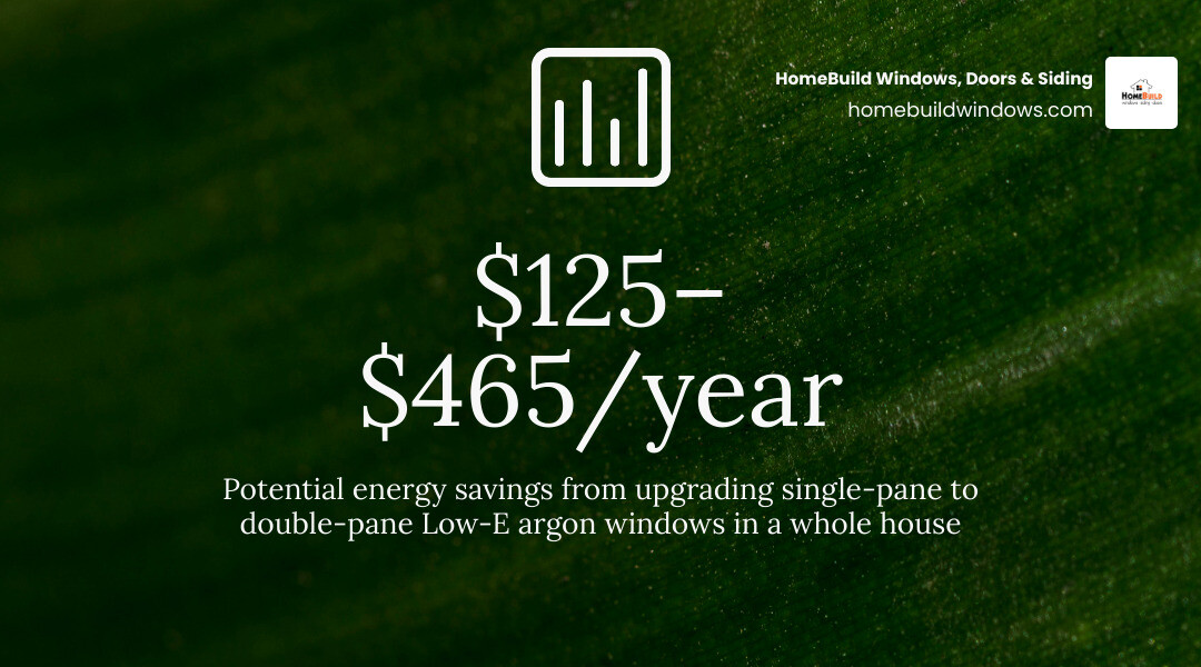 Budget window replacement infographic with material types, install methods, and energy savings