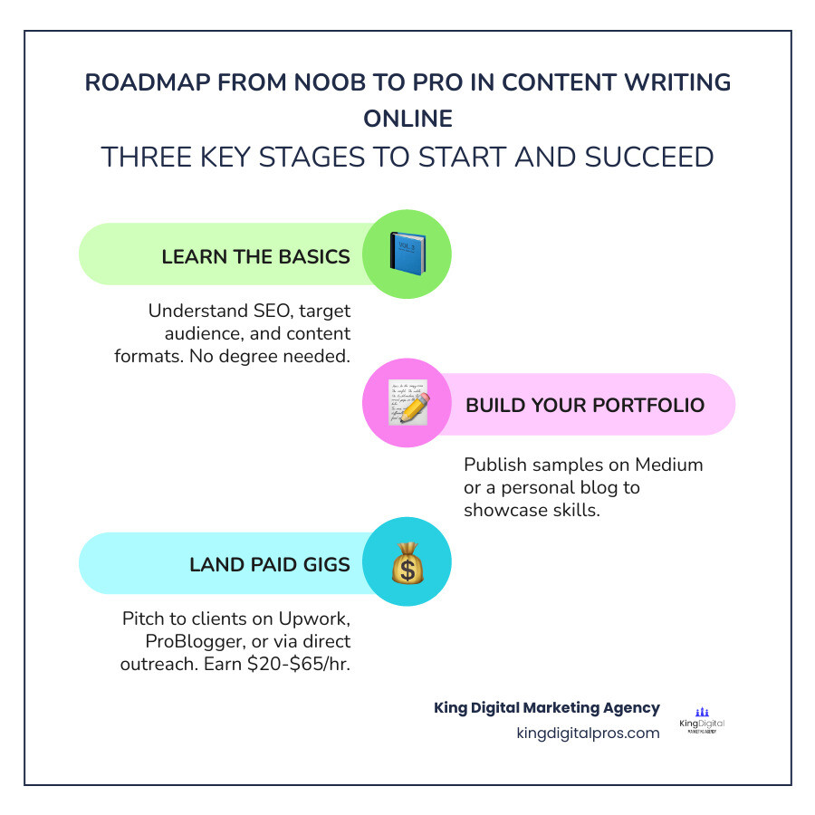 Freelance content writing online career path infographic from beginner to paid writer infographic Freelance Content Writing Online Career Path Infographic From Beginner To Paid Writer Infographic
