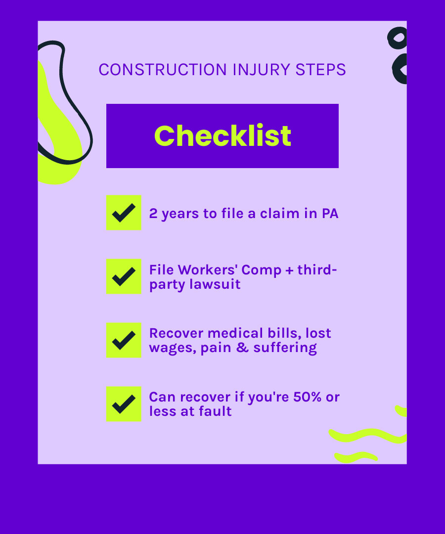 Steps after construction injury vs. Workers' Comp vs. third-party lawsuit comparison infographic infographic Steps after construction injury vs. Workers' Comp vs. third-party lawsuit comparison infographic infographic