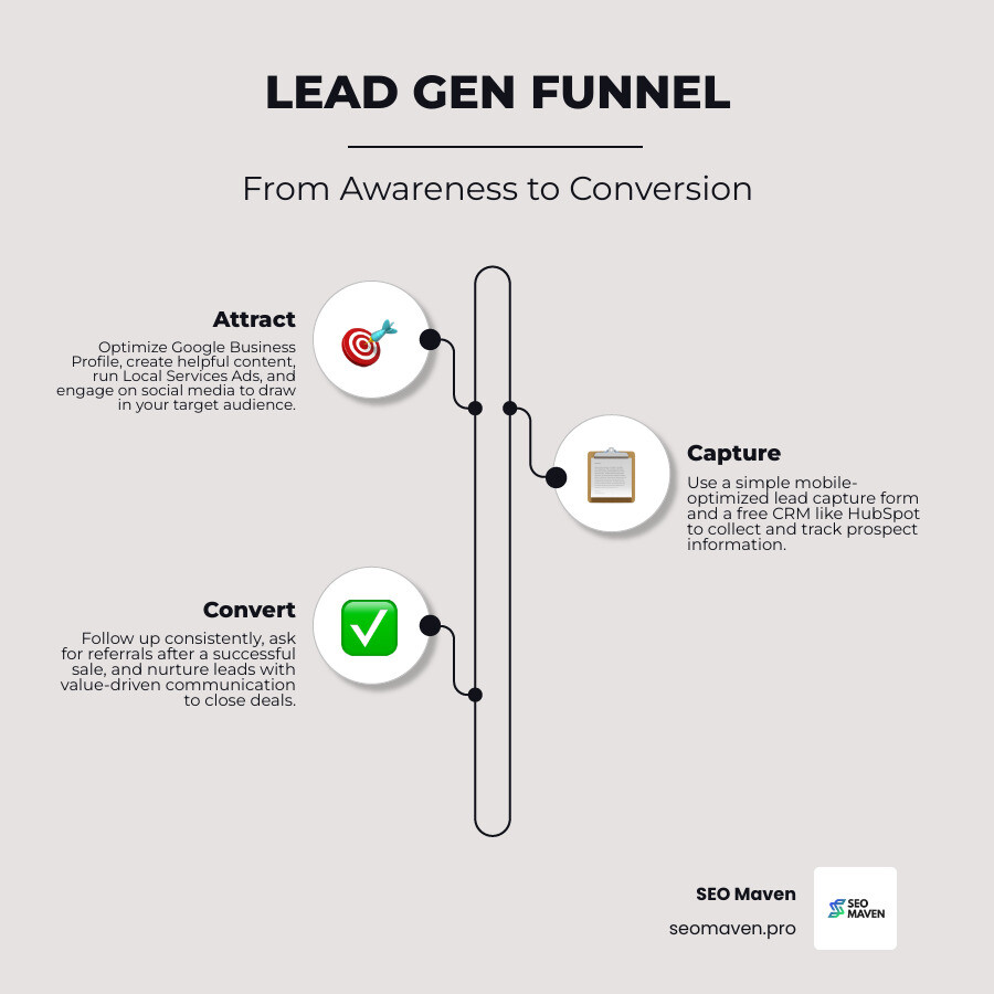 Small business lead generation funnel from awareness to conversion with key tactics at each stage infographic Small business lead generation funnel from awareness to conversion with key tactics at each stage infographic