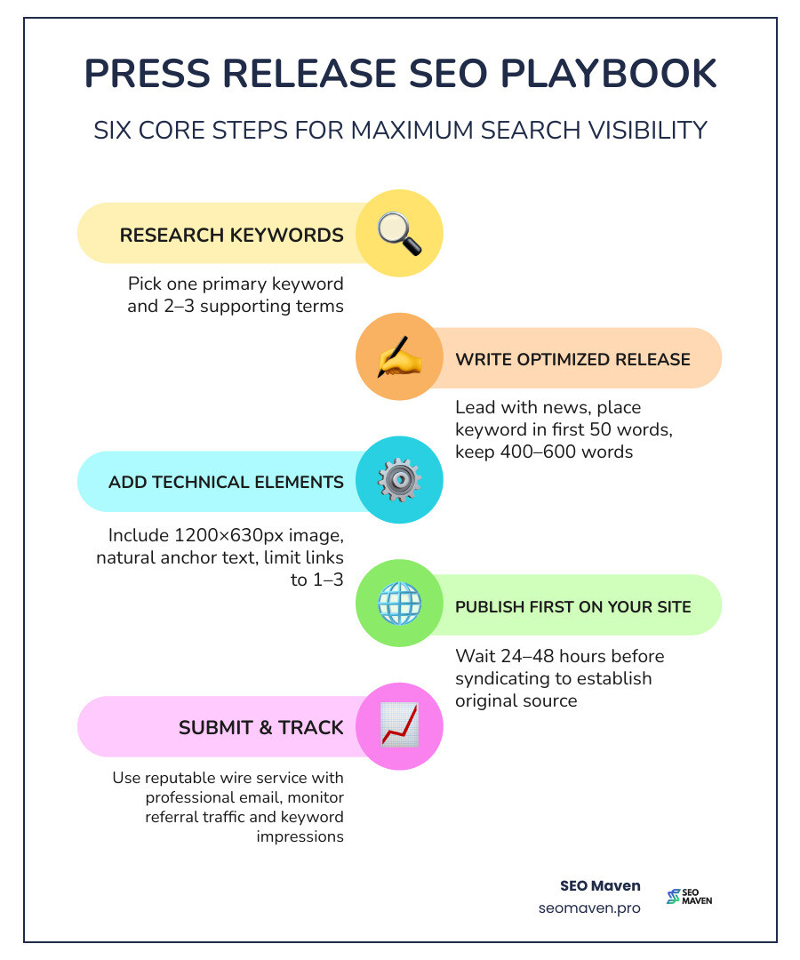 Modern press release distribution lifecycle from writing to SEO impact infographic infographic