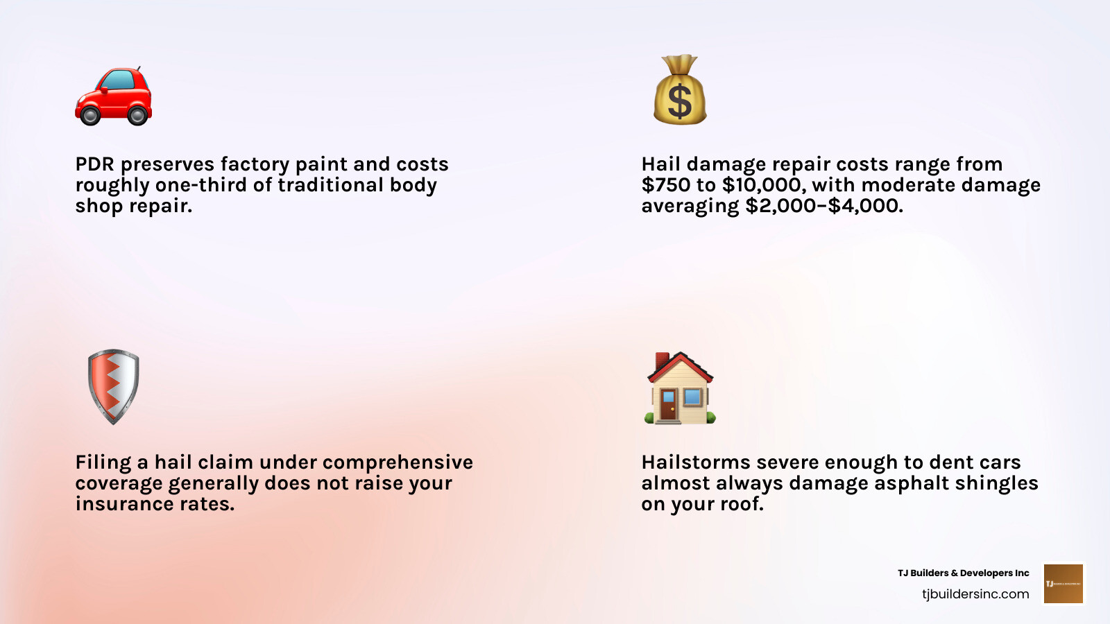 Hail damage repair process: from impact to insurance claim to PDR or roof repair infographic Hail damage repair process: from impact to insurance claim to PDR or roof repair infographic