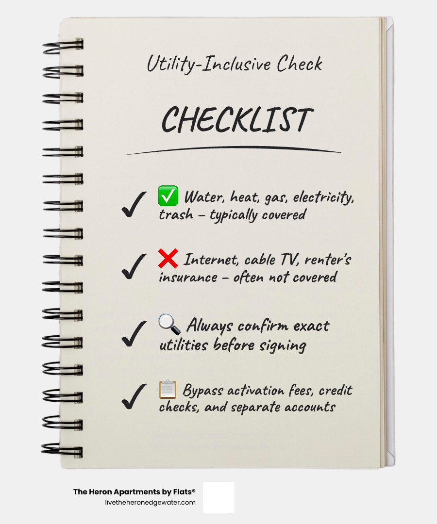 Infographic: efficiency apartment utility bundling — what's included, what's not, and key questions to ask infographic