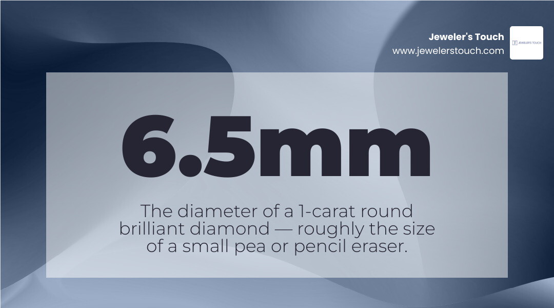 Infographic comparing 1-carat diamond carat weight vs millimeter size across popular shapes infographic