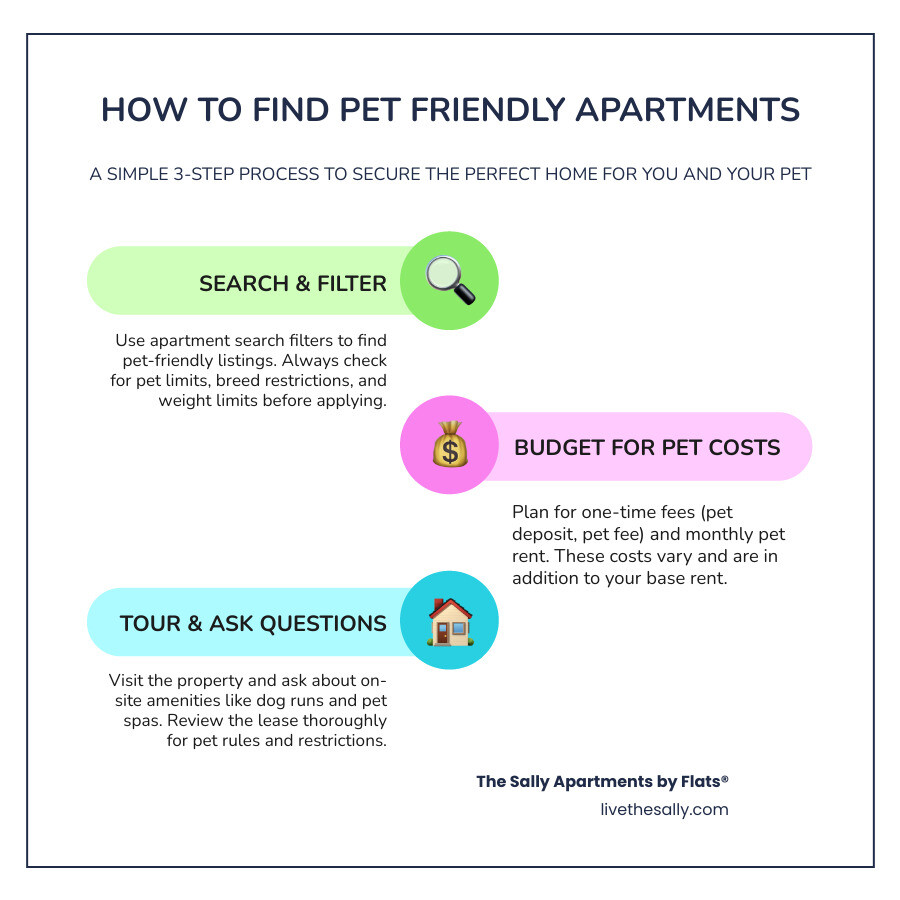 Step-by-step process for finding pet-friendly housing infographic