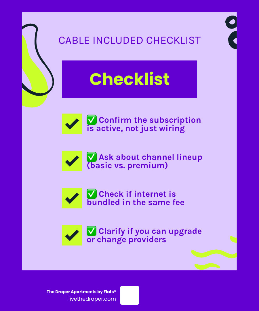 Quick guide to finding apartments with television service included in the utilities infographic Quick guide to finding apartments with television service included in the utilities infographic