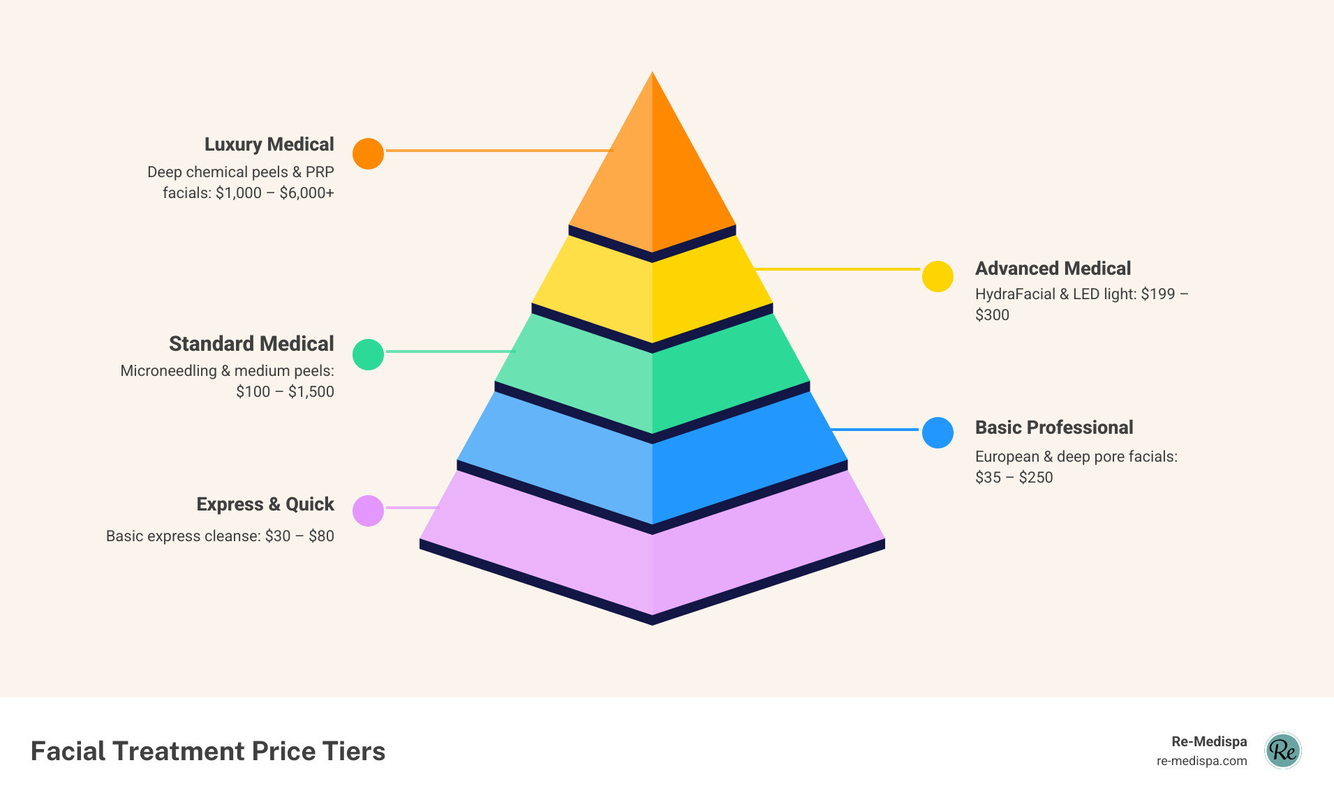 infographic showing facial treatment price tiers from basic to premium with average costs infographic infographic showing facial treatment price tiers from basic to premium with average costs infographic