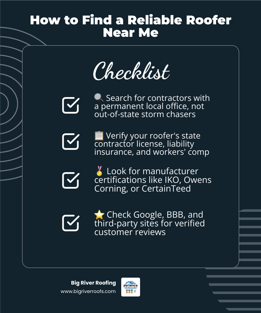 Steps to find a reliable local roofer near me — checklist infographic infographic Steps to find a reliable local roofer near me — checklist infographic infographic
