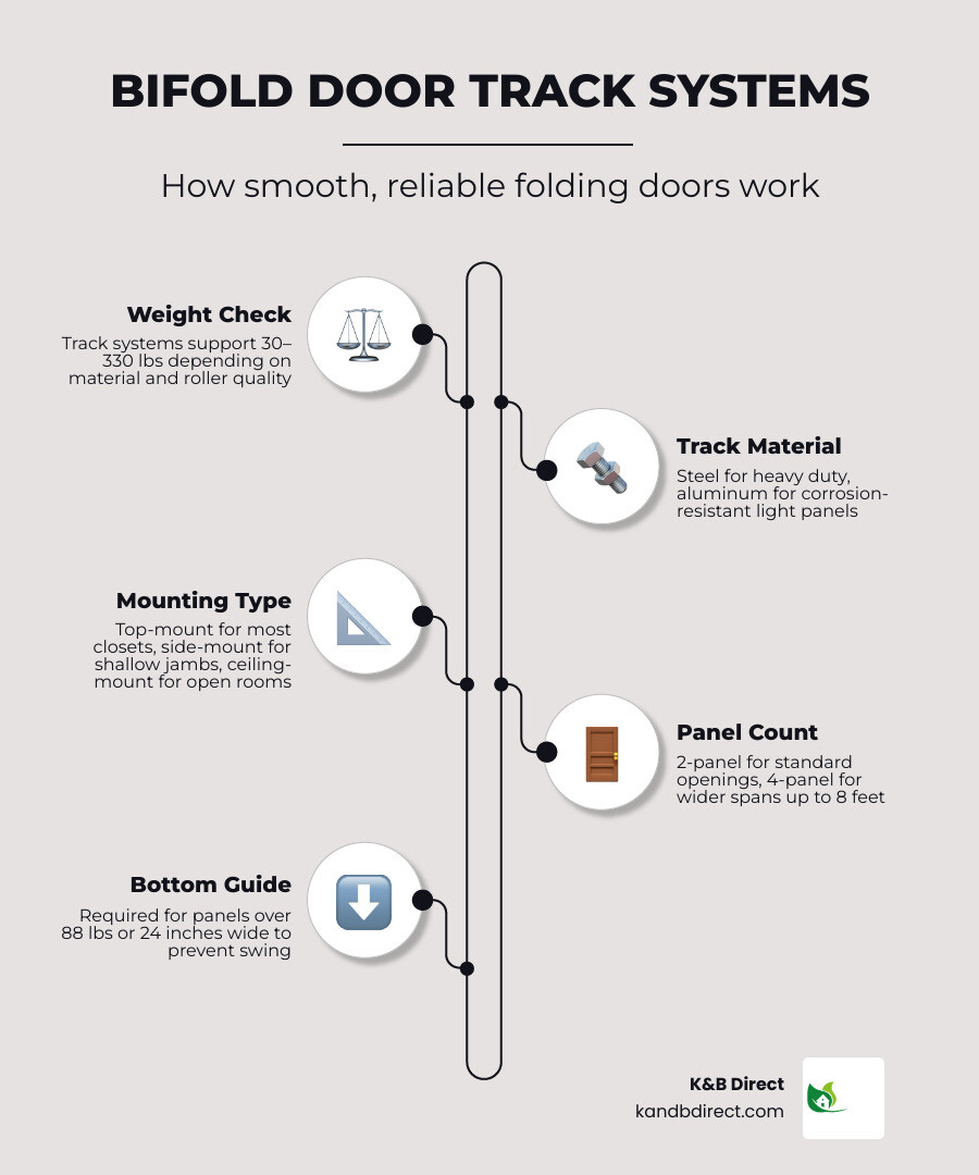 Bifold door track system components overview infographic infographic