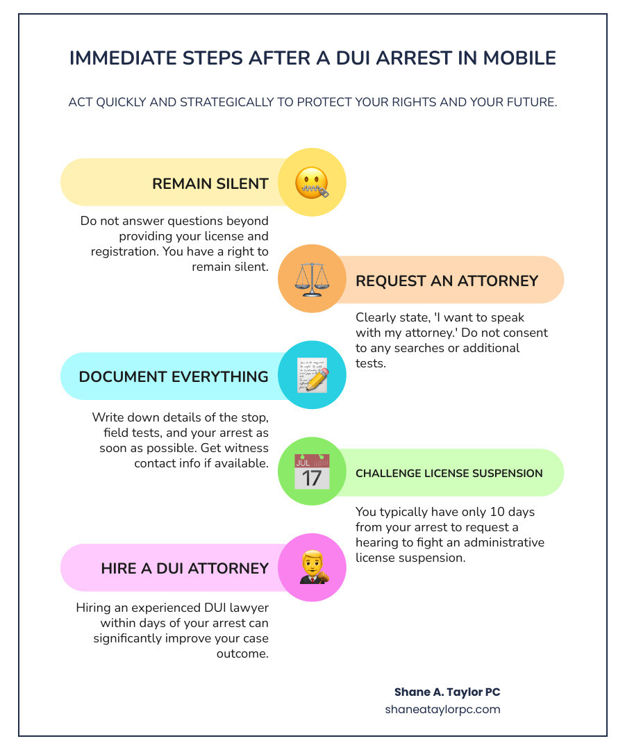 Immediate steps to take after a DUI arrest in Mobile AL infographic infographic Immediate steps to take after a DUI arrest in Mobile AL infographic infographic