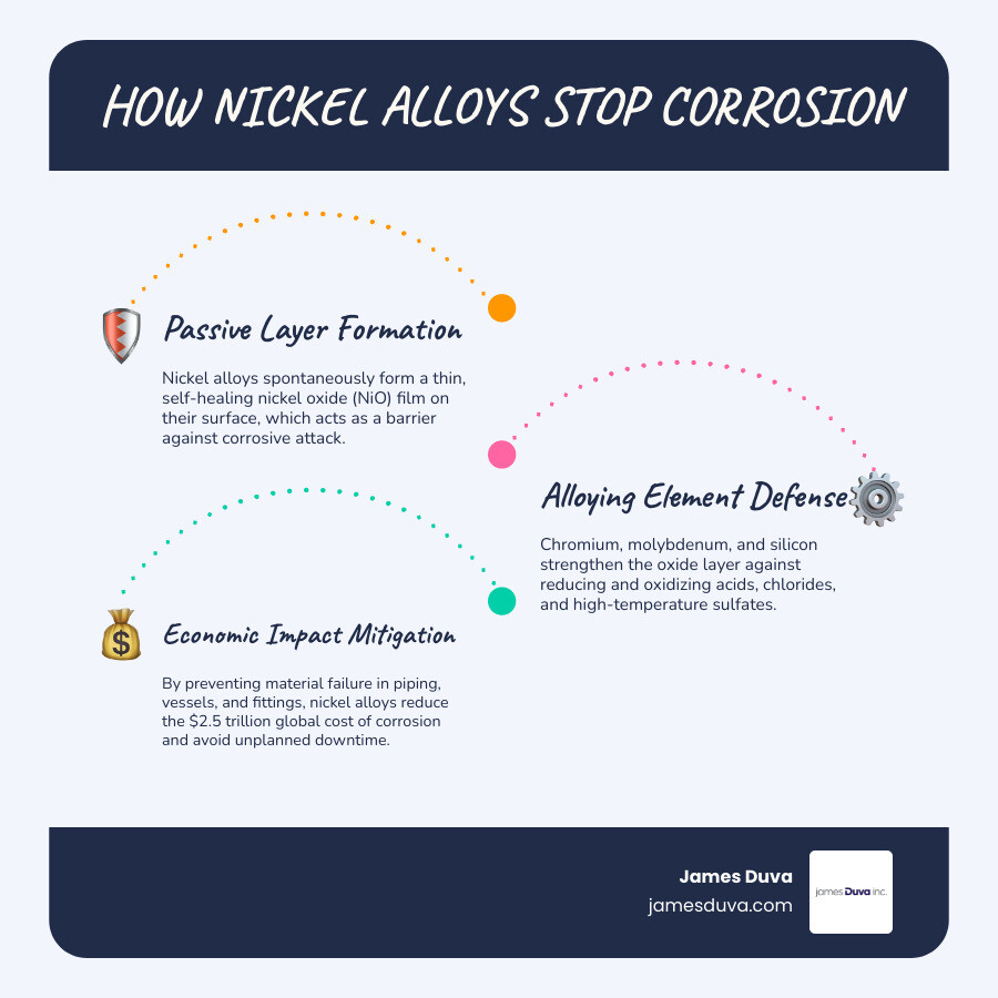Infographic showing global corrosion costs and how nickel alloys reduce industrial material failures infographic Infographic showing global corrosion costs and how nickel alloys reduce industrial material failures infographic