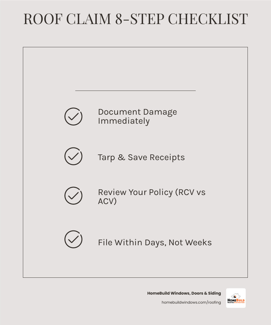 Step-by-step roof insurance claim process infographic for homeowners infographic