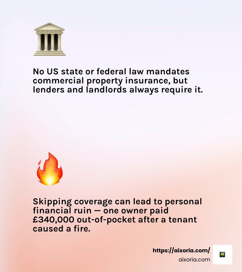 Infographic showing when commercial property insurance is mandatory vs optional by situation infographic