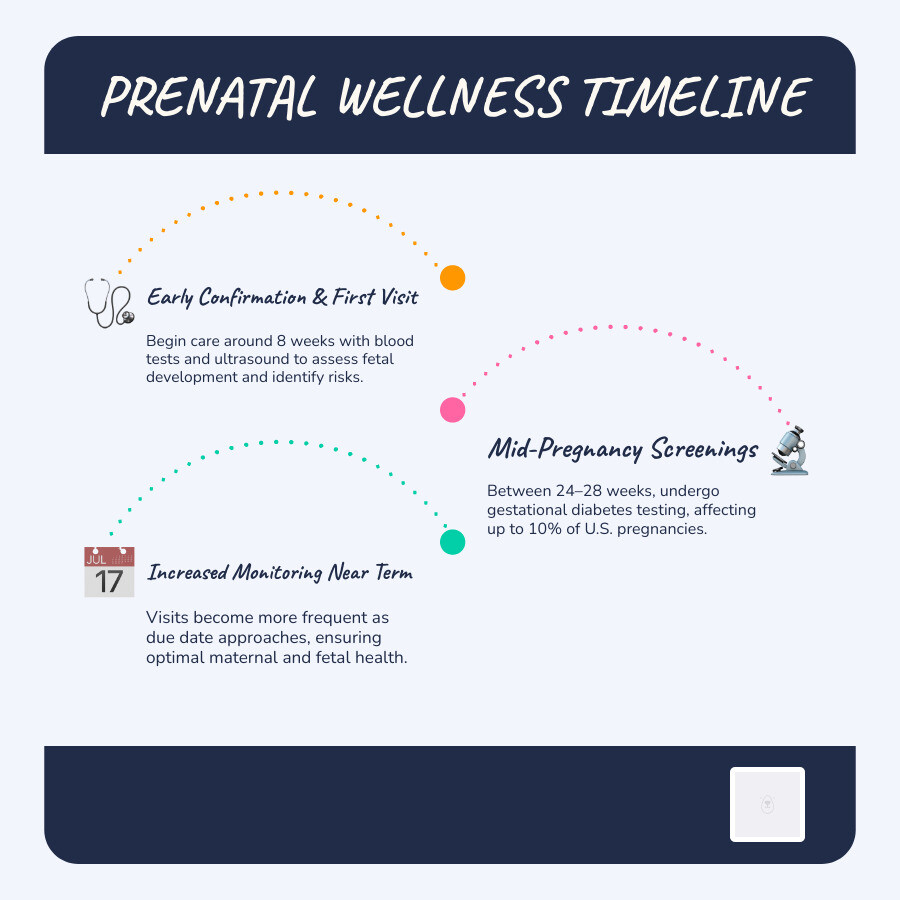 timeline of prenatal wellness milestones infographic