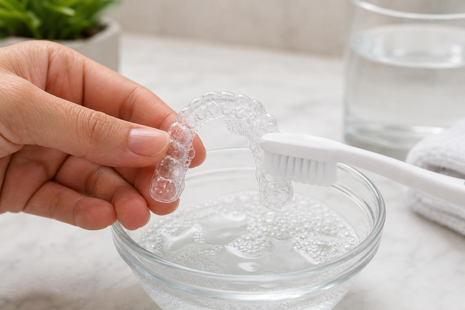 cleaning a clear orthodontic retainer cleaning a clear orthodontic retainer