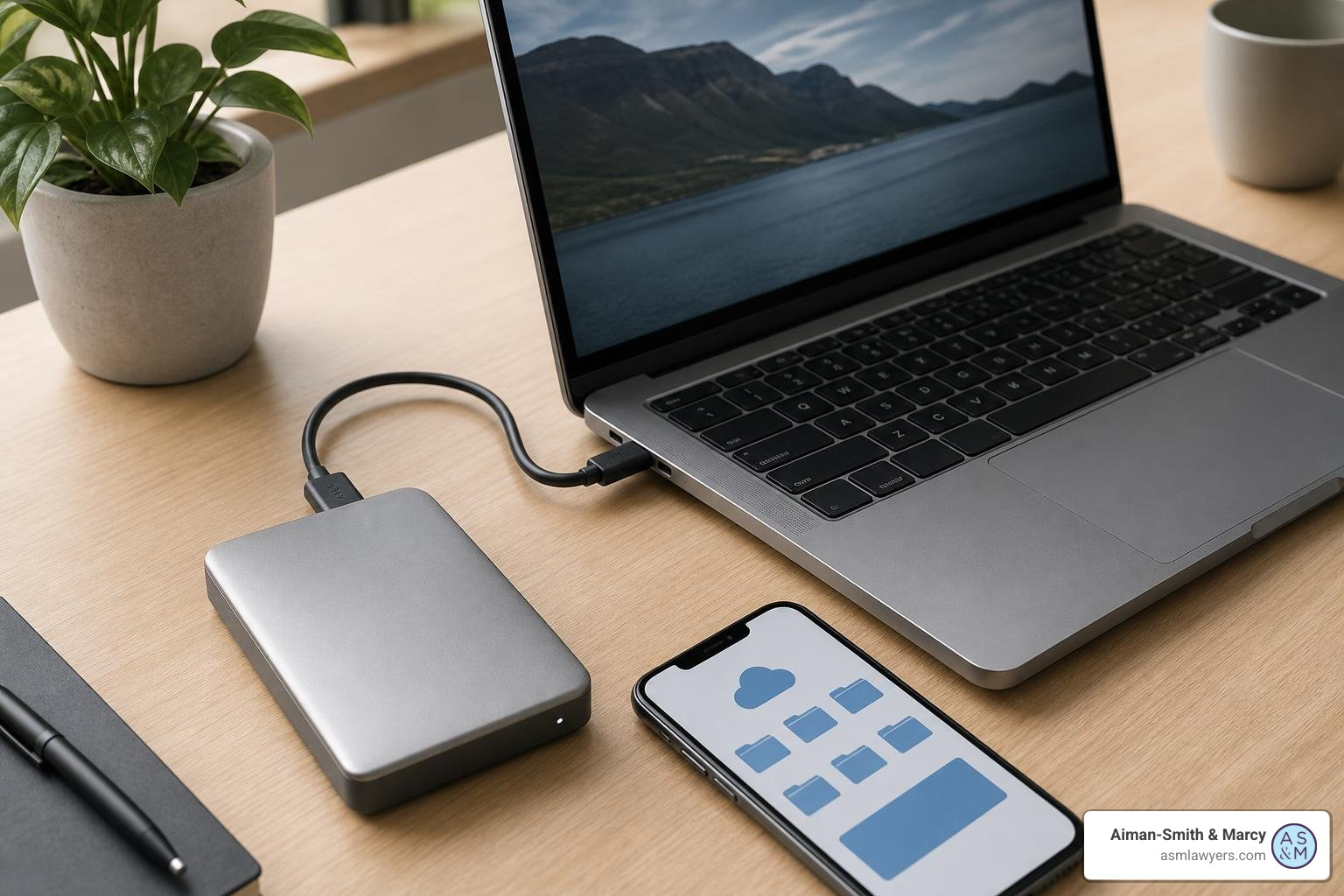 a secure personal backup drive and cloud storage folders