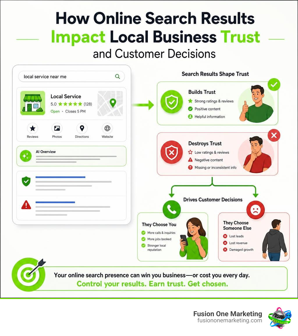 How online search results impact local business trust and customer decisions infographic How online search results impact local business trust and customer decisions infographic