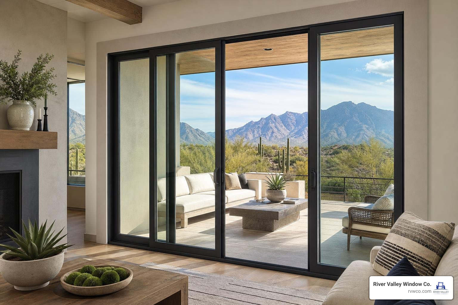 Milgard C700 fiberglass patio door opening to a beautiful patio Milgard C700 fiberglass patio door opening to a beautiful patio
