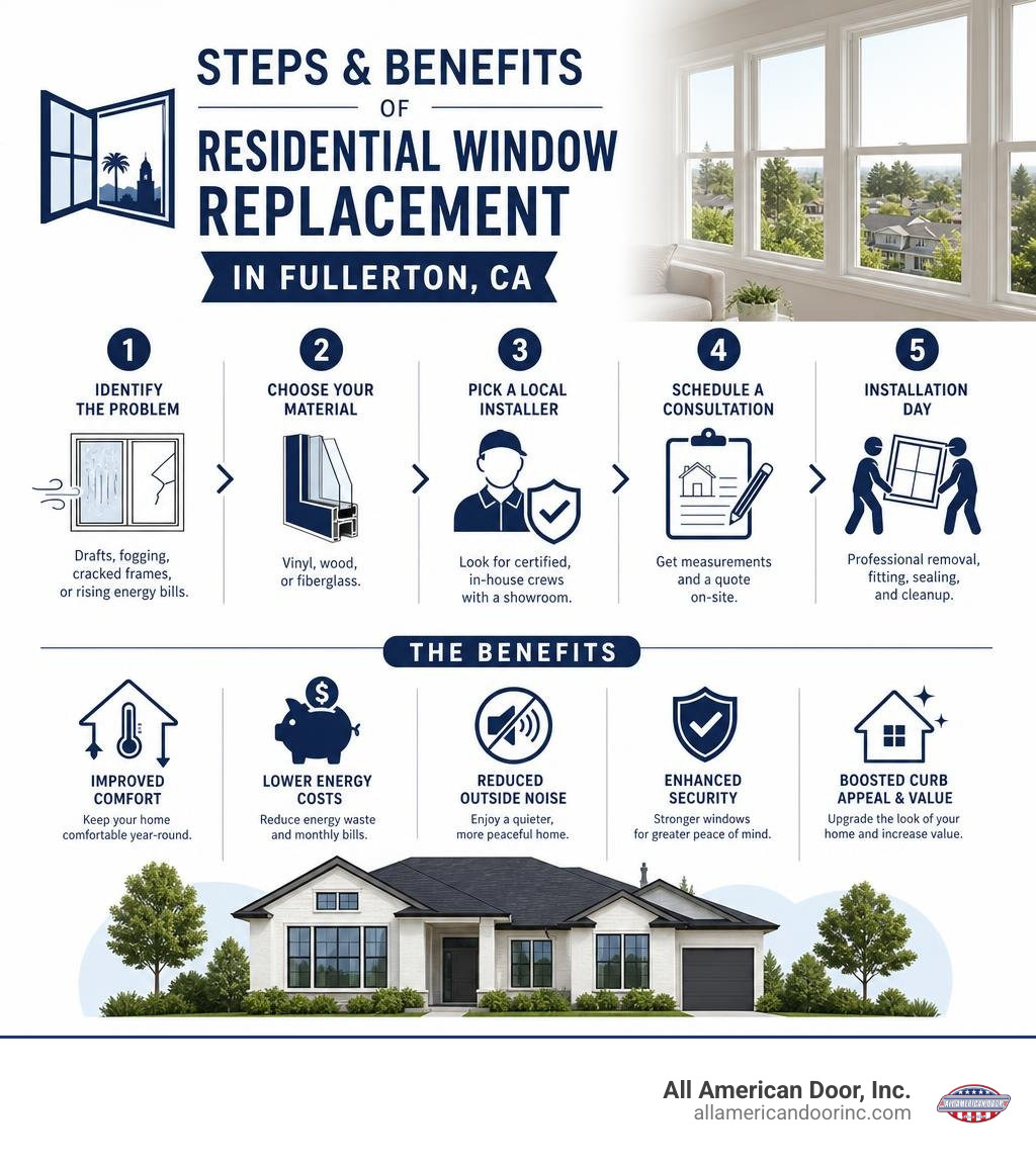 Steps and benefits of residential window replacement in Fullerton CA infographic infographic Steps and benefits of residential window replacement in Fullerton CA infographic infographic