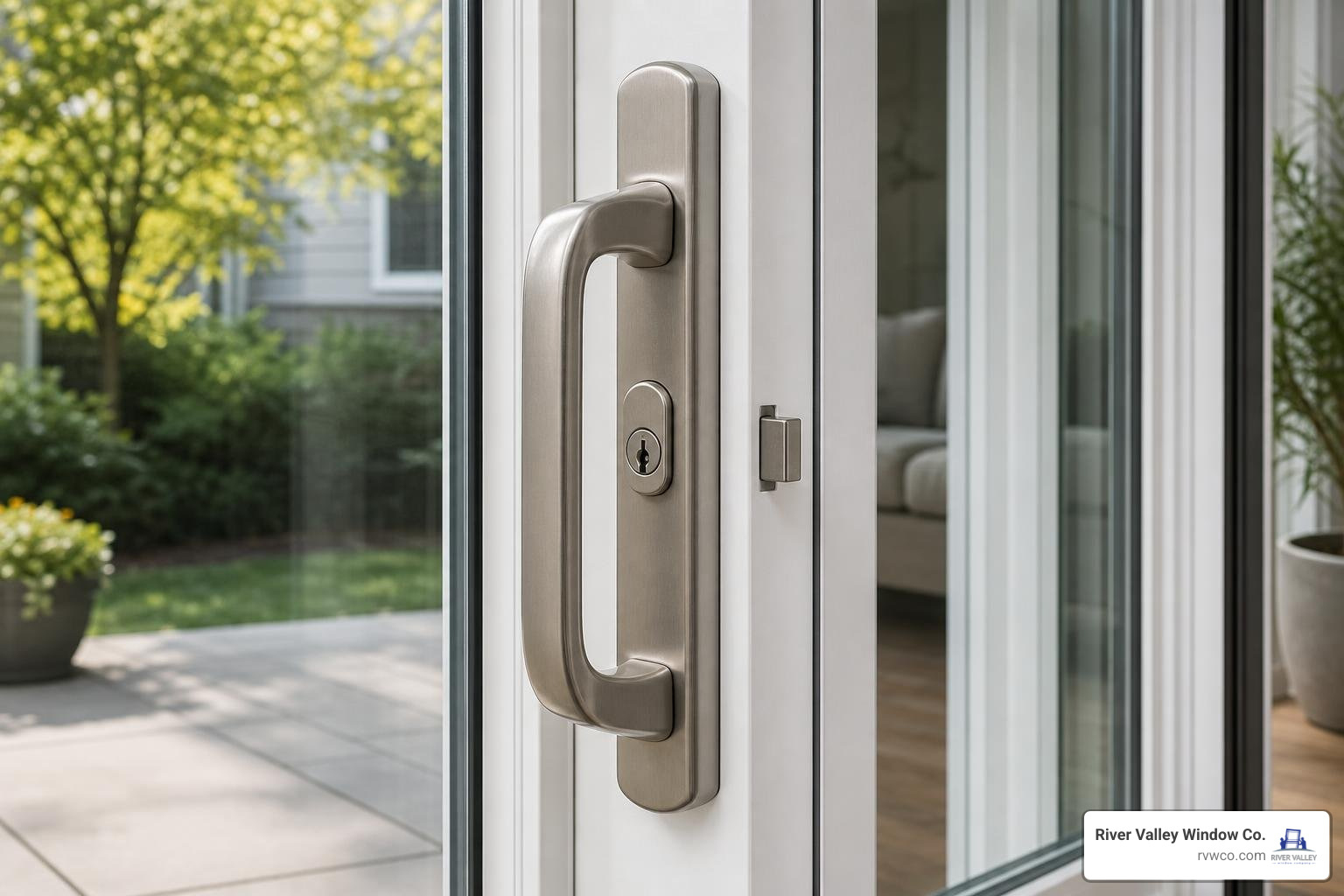 Customized patio door hardware and lock options close up Customized patio door hardware and lock options close up