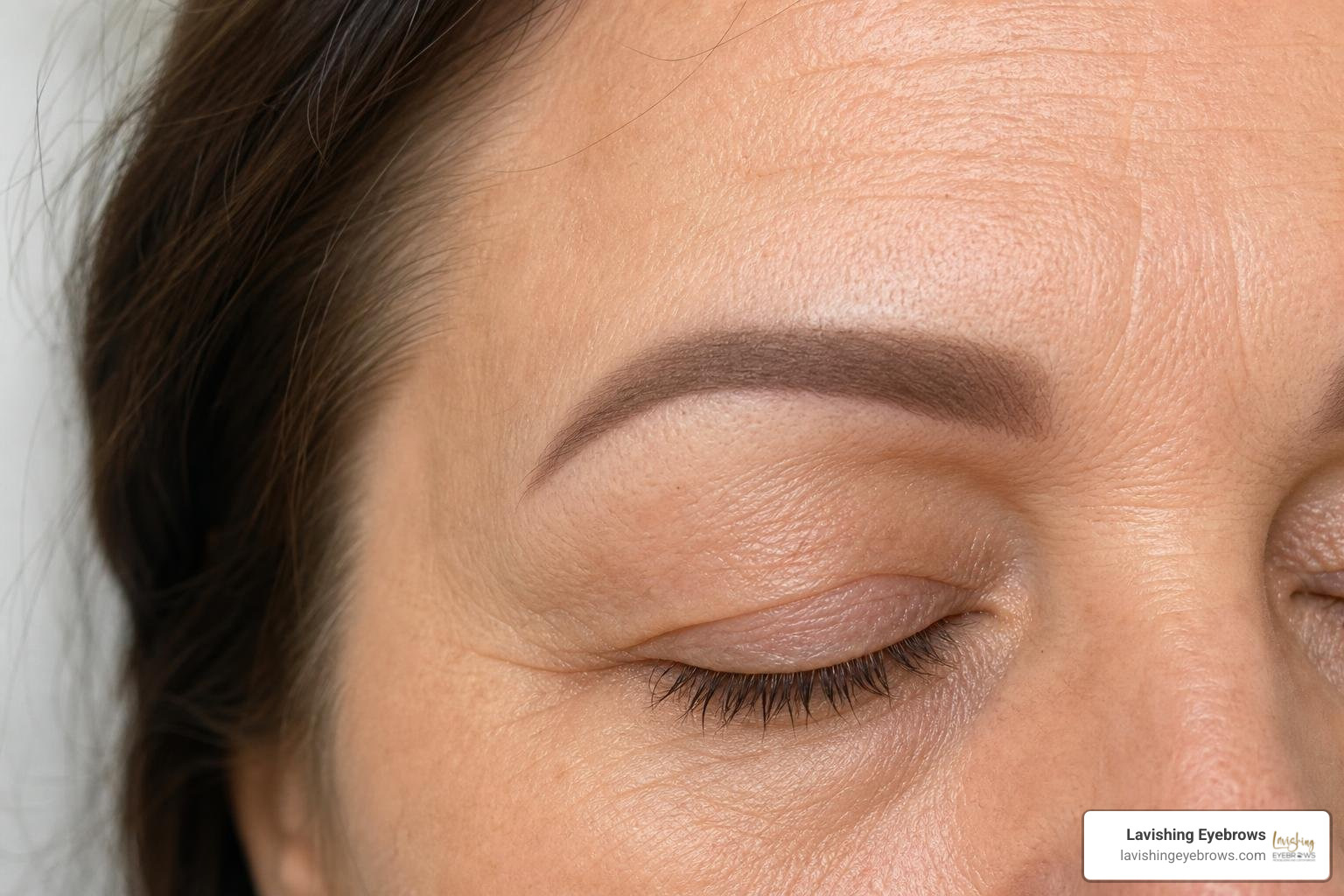 Soft powder brow healing and final results on mature skin